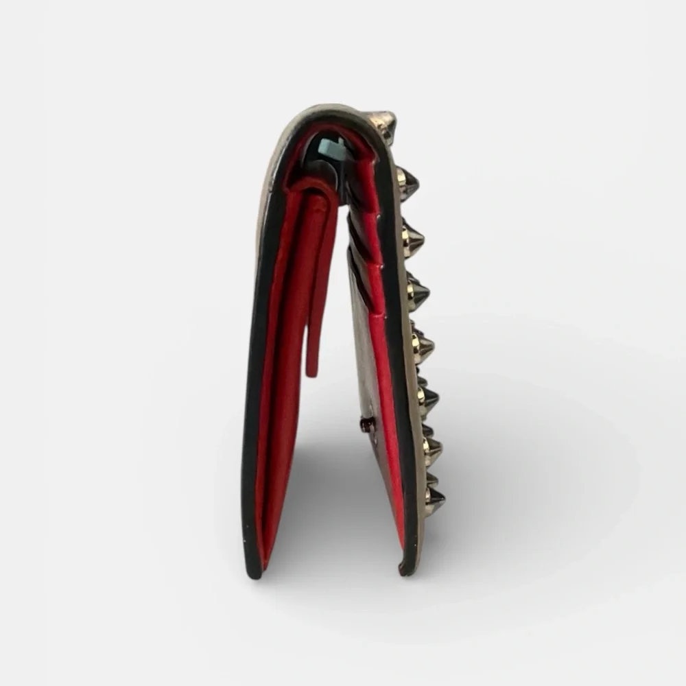 Christian Louboutin Studded Gray Leather Bifold Wallet - Picture 5 of 6